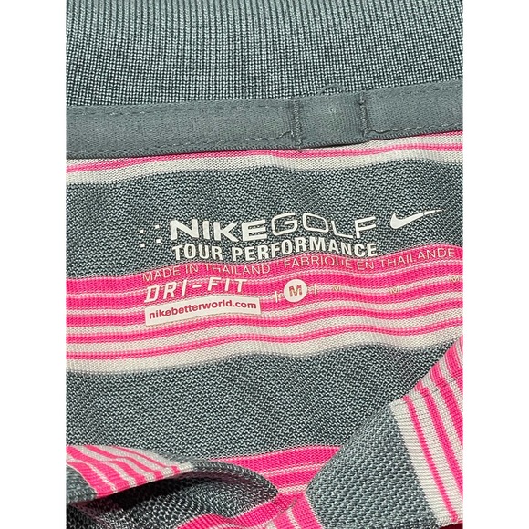 Nike Golf‎ Tour Performance Polo Pink Gray Clun Logo Medium - Picture 4 of 5